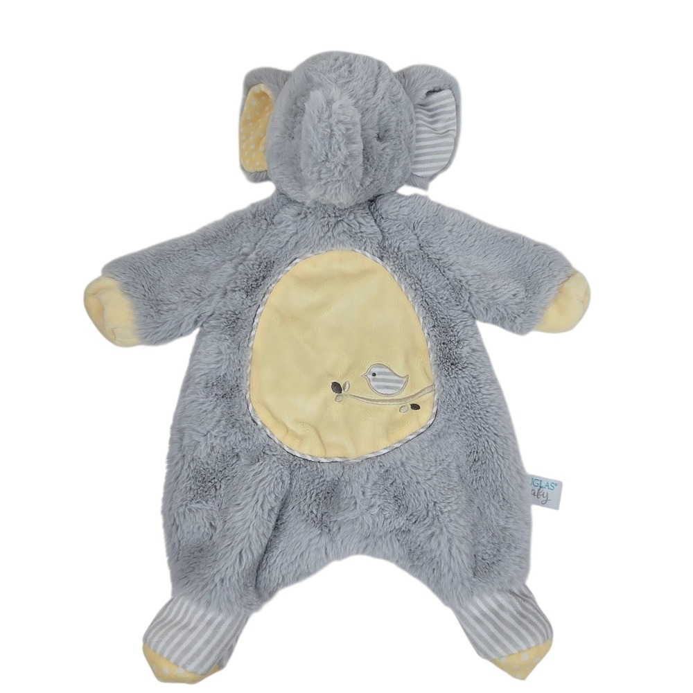 Douglas Baby Grey Elephant Snuggler Lovey Plush‎ Bird Embroidery 1476 19" NWOT